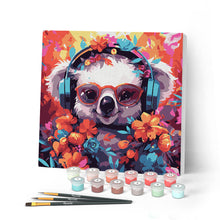 Carica l'immagine nel visualizzatore di Gallery, Mini Kit da Dipingere con i Numeri con cornice - Koala fantasy tra i fiori