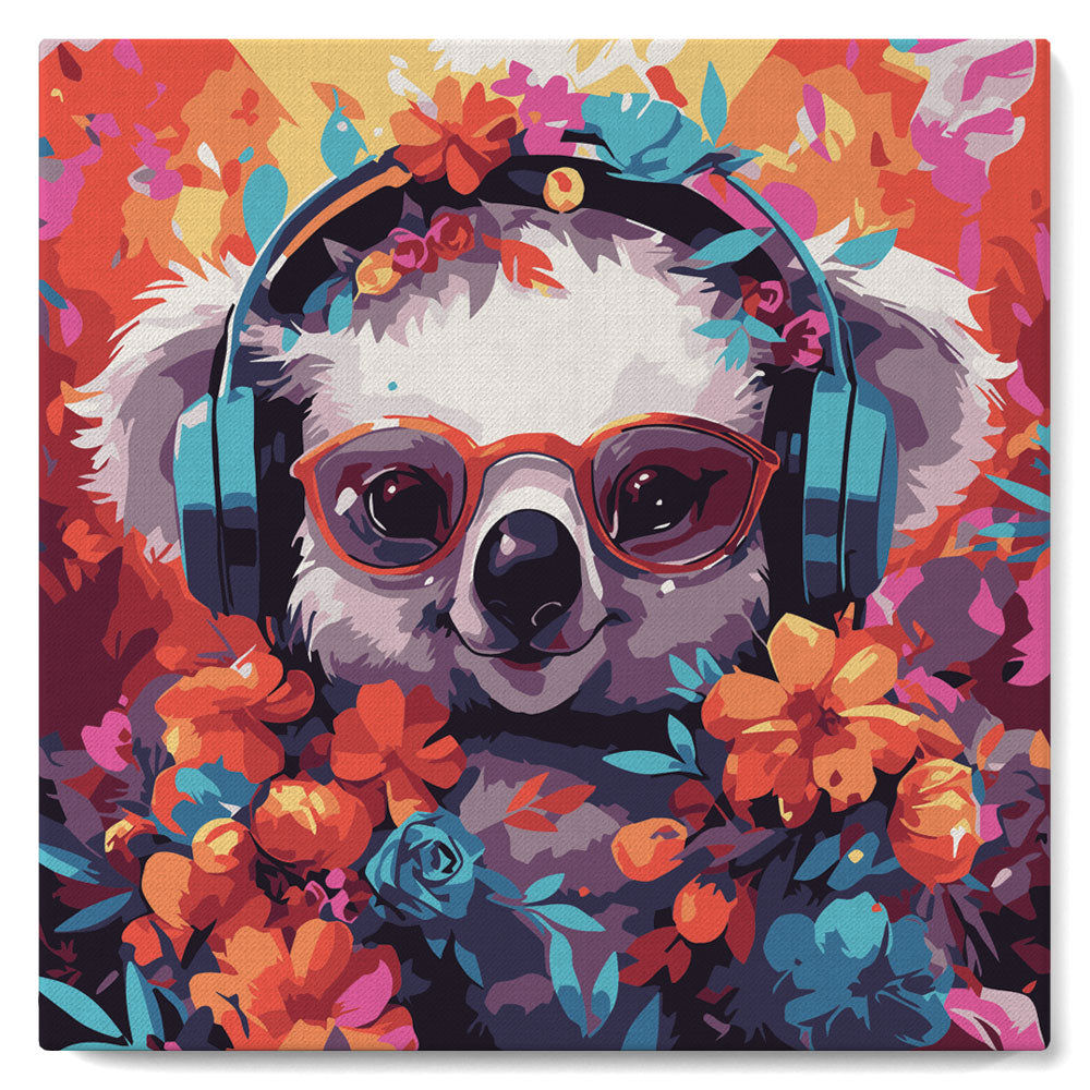 Mini Kit da Dipingere con i Numeri con cornice - Koala fantasy tra i fiori