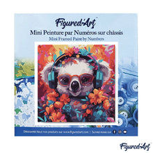 Carica l&#39;immagine nel visualizzatore di Gallery, Mini Kit da Dipingere con i Numeri 20x20cm con cornice - Koala fantasy tra i fiori