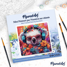 Carica l'immagine nel visualizzatore di Gallery, Mini Kit da Dipingere con i Numeri 20x20cm con cornice - Koala fantasy tra i fiori