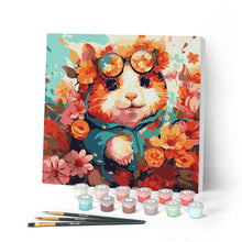 Carica l'immagine nel visualizzatore di Gallery, Mini Kit da Dipingere con i Numeri con cornice - Criceto fantasy tra i fiori