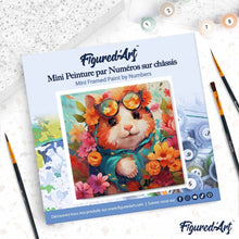 Carica l'immagine nel visualizzatore di Gallery, Mini Kit da Dipingere con i Numeri 20x20cm con cornice - Criceto fantasy tra i fiori