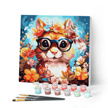 Carica l'immagine nel visualizzatore di Gallery, Mini Kit da Dipingere con i Numeri con cornice - Scoiattolo fantasy tra i fiori