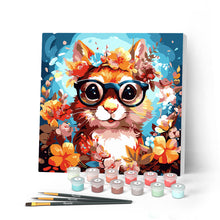 Carica l'immagine nel visualizzatore di Gallery, Mini Kit da Dipingere con i Numeri con cornice - Scoiattolo fantasy tra i fiori