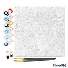 Carica l&#39;immagine nel visualizzatore di Gallery, Mini Kit da Dipingere con i Numeri 20x20cm con cornice - Scoiattolo fantasy tra i fiori