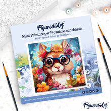 Carica l'immagine nel visualizzatore di Gallery, Mini Kit da Dipingere con i Numeri 20x20cm con cornice - Scoiattolo fantasy tra i fiori