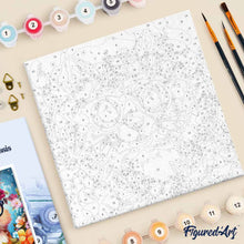 Carica l'immagine nel visualizzatore di Gallery, Mini Kit da Dipingere con i Numeri 20x20cm con cornice - Scoiattolo fantasy tra i fiori