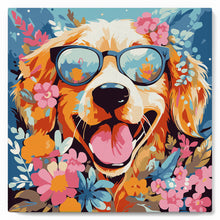 Carica l'immagine nel visualizzatore di Gallery, Mini Kit da Dipingere con i Numeri 20x20cm con cornice - Cane fantasy tra i fiori