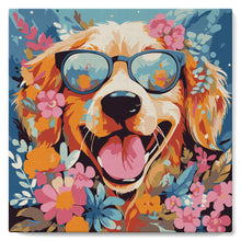 Carica l&#39;immagine nel visualizzatore di Gallery, Mini Kit da Dipingere con i Numeri con cornice - Cane fantasy tra i fiori
