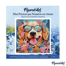 Carica l&#39;immagine nel visualizzatore di Gallery, Mini Kit da Dipingere con i Numeri 20x20cm con cornice - Cane fantasy tra i fiori