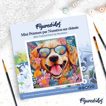 Carica l'immagine nel visualizzatore di Gallery, Mini Kit da Dipingere con i Numeri 20x20cm con cornice - Cane fantasy tra i fiori