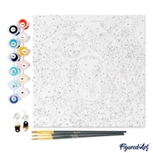 Carica l&#39;immagine nel visualizzatore di Gallery, Mini Kit da Dipingere con i Numeri 20x20cm con cornice - Cane fantasy tra i fiori