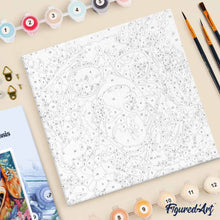 Carica l'immagine nel visualizzatore di Gallery, Mini Kit da Dipingere con i Numeri 20x20cm con cornice - Cane fantasy tra i fiori