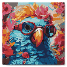 Carica l&#39;immagine nel visualizzatore di Gallery, Mini Kit da Dipingere con i Numeri con cornice - Pappagallo fantasy tra i fiori