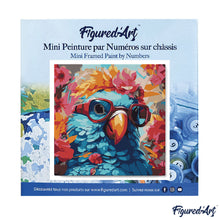 Carica l&#39;immagine nel visualizzatore di Gallery, Mini Kit da Dipingere con i Numeri 20x20cm con cornice - Pappagallo fantasy tra i fiori