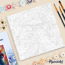 Carica l'immagine nel visualizzatore di Gallery, Mini Kit da Dipingere con i Numeri 20x20cm con cornice - Pappagallo fantasy tra i fiori