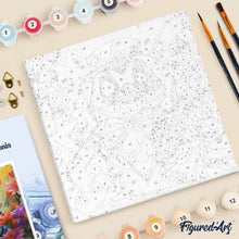 Carica l'immagine nel visualizzatore di Gallery, Mini Kit da Dipingere con i Numeri 20x20cm con cornice - Uccello in smoking tra i fiori