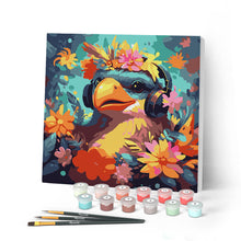Carica l'immagine nel visualizzatore di Gallery, Mini Kit da Dipingere con i Numeri con cornice - Uccello fantasy tra i fiori