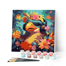 Carica l'immagine nel visualizzatore di Gallery, Mini Kit da Dipingere con i Numeri con cornice - Uccello fantasy tra i fiori