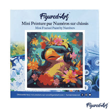 Carica l&#39;immagine nel visualizzatore di Gallery, Mini Kit da Dipingere con i Numeri 20x20cm con cornice - Uccello fantasy tra i fiori