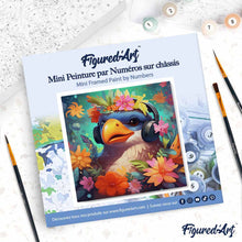 Carica l'immagine nel visualizzatore di Gallery, Mini Kit da Dipingere con i Numeri 20x20cm con cornice - Uccello fantasy tra i fiori