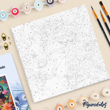 Carica l'immagine nel visualizzatore di Gallery, Mini Kit da Dipingere con i Numeri 20x20cm con cornice - Uccello fantasy tra i fiori