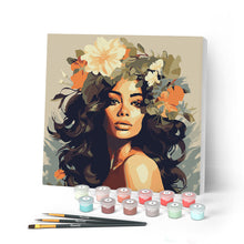 Carica l'immagine nel visualizzatore di Gallery, Mini Kit da Dipingere con i Numeri con cornice - Regina di bellezza floreale