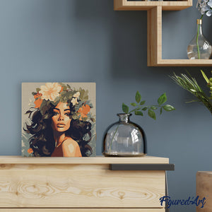 Mini Kit da Dipingere con i Numeri 20x20cm con cornice - Regina di bellezza floreale