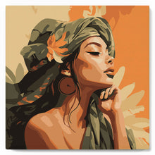 Carica l'immagine nel visualizzatore di Gallery, Mini Kit da Dipingere con i Numeri 20x20cm con cornice - Donna con Turbante Africano