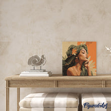 Carica l'immagine nel visualizzatore di Gallery, Mini Kit da Dipingere con i Numeri 20x20cm con cornice - Donna con Turbante Africano