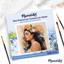 Carica l'immagine nel visualizzatore di Gallery, Mini Kit da Dipingere con i Numeri 20x20cm con cornice - Donna con fascia floreale