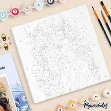 Carica l'immagine nel visualizzatore di Gallery, Mini Kit da Dipingere con i Numeri 20x20cm con cornice - Donna con fascia floreale