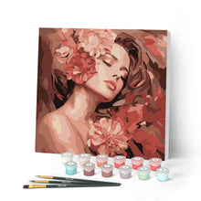 Carica l'immagine nel visualizzatore di Gallery, Mini Kit da Dipingere con i Numeri con cornice - Addormentata tra le Camelie