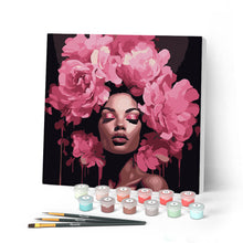 Carica l'immagine nel visualizzatore di Gallery, Mini Kit da Dipingere con i Numeri con cornice - Corona di Peonie