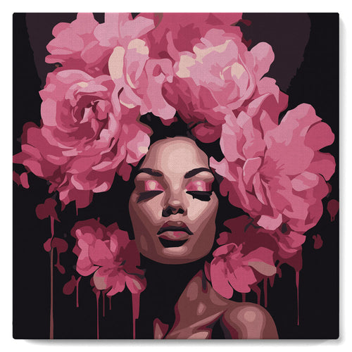 Mini Kit da Dipingere con i Numeri con cornice - Corona di Peonie