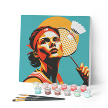 Carica l'immagine nel visualizzatore di Gallery, Mini Kit da Dipingere con i Numeri con cornice - Poster Sportivo Badminton