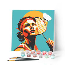 Carica l'immagine nel visualizzatore di Gallery, Mini Kit da Dipingere con i Numeri con cornice - Poster Sportivo Badminton