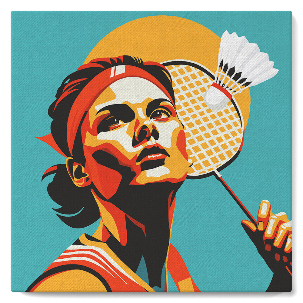 Mini Kit da Dipingere con i Numeri con cornice - Poster Sportivo Badminton