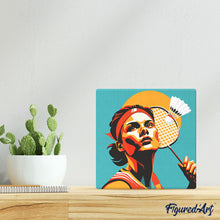 Carica l'immagine nel visualizzatore di Gallery, Mini Kit da Dipingere con i Numeri 20x20cm con cornice - Poster Sportivo Badminton