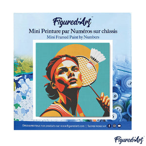 Mini Kit da Dipingere con i Numeri 20x20cm con cornice - Poster Sportivo Badminton