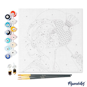 Mini Kit da Dipingere con i Numeri 20x20cm con cornice - Poster Sportivo Badminton
