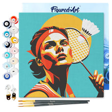 Carica l'immagine nel visualizzatore di Gallery, Mini Kit da Dipingere con i Numeri 20x20cm con cornice - Poster Sportivo Badminton