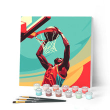 Carica l'immagine nel visualizzatore di Gallery, Mini Kit da Dipingere con i Numeri con cornice - Poster Sportivo Basket