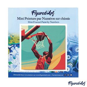 Mini Kit da Dipingere con i Numeri 20x20cm con cornice - Poster Sportivo Basket