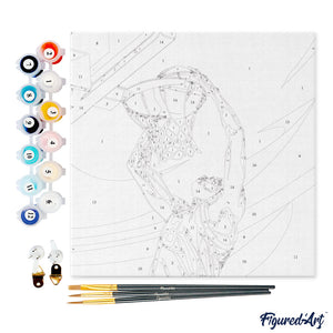 Mini Kit da Dipingere con i Numeri 20x20cm con cornice - Poster Sportivo Basket