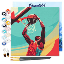 Carica l&#39;immagine nel visualizzatore di Gallery, Mini Kit da Dipingere con i Numeri 20x20cm con cornice - Poster Sportivo Basket