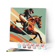 Carica l'immagine nel visualizzatore di Gallery, Mini Kit da Dipingere con i Numeri con cornice - Poster Sportivo Equitazione