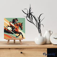 Carica l'immagine nel visualizzatore di Gallery, Mini Kit da Dipingere con i Numeri 20x20cm con cornice - Poster Sportivo Equitazione