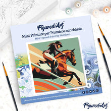 Carica l'immagine nel visualizzatore di Gallery, Mini Kit da Dipingere con i Numeri 20x20cm con cornice - Poster Sportivo Equitazione