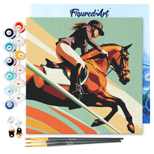 Carica l'immagine nel visualizzatore di Gallery, Mini Kit da Dipingere con i Numeri 20x20cm con cornice - Poster Sportivo Equitazione